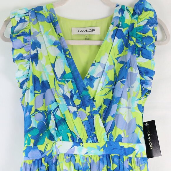 Taylor Floral Blue and Green Dress - Picture 3 of 4